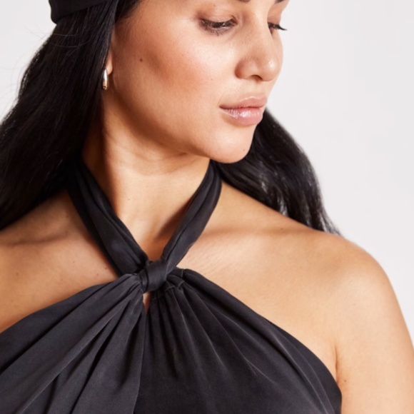 Black Tie Neck Bandeau Dress by The Summer Edit, Wolf & Badger - Size L - Picture 2 of 5